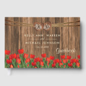 Mooie rode tulpen op hout - gastenboek (Voorkant)