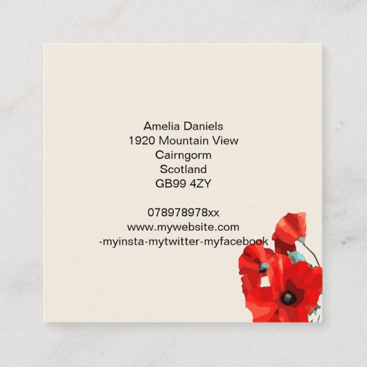 Mooie rode Visitekaartje (Achterkant)