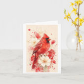 mooie rode vogel op een kaart (Gele Bloem)