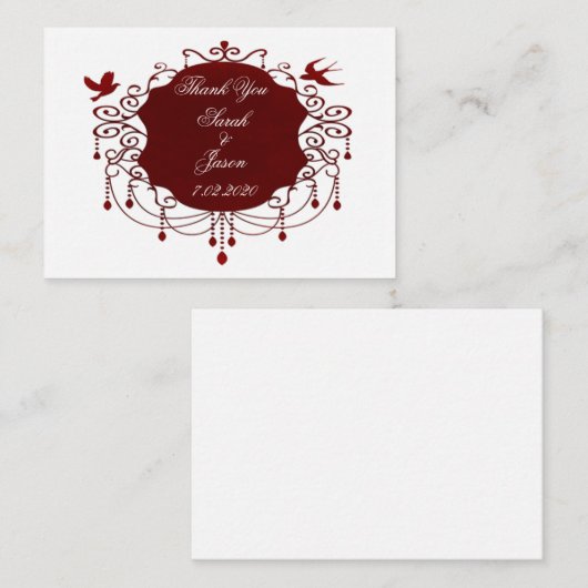 Mooie rode vogels bedankt notitiekaartje (Voorkant / Achterkant)