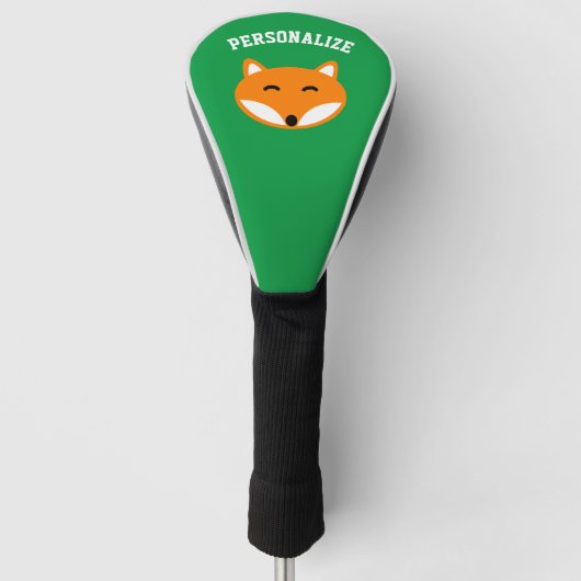 Mooie rode vos cartoon aangepaste naam golfheadcover (Voorkant)