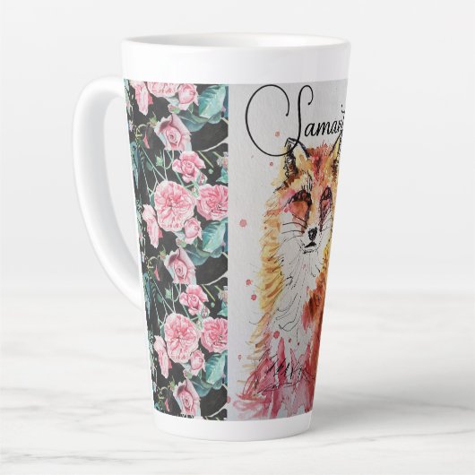 Mooie Rode Vos Dieren Rozen Waterverf Latte Mok (Linkerhoek)