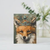 Mooie rode vos in een kroon briefkaart (Staand voorkant)
