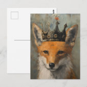 Mooie rode vos in een kroon schilderij briefkaart (Voorkant / Achterkant)