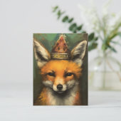 Mooie rode vos in een kroongroene achtergrond briefkaart (Staand voorkant)