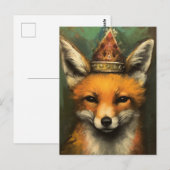 Mooie rode vos in een kroongroene achtergrond briefkaart (Voorkant / Achterkant)