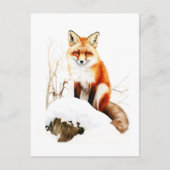 Mooie rode vos in sneeuw - Winter Wildlife Greeti Feestdagenkaart (Voorkant)
