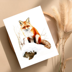 Mooie rode vos in sneeuw - Winter Wildlife Greeti Feestdagenkaart