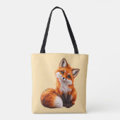 Mooie Rode Vos Warme Crème Canvas Tas (Achterkant)