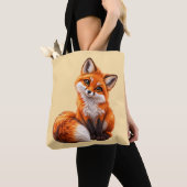 Mooie Rode Vos Warme Crème Canvas Tas (Dichtbij)