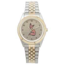 Mooie Rode Vos Zwarte Cijfers Horloge