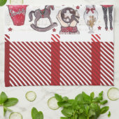 Mooie Rode Waterverf kerst Theedoek (Gevouwen)