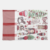 Mooie Rode Waterverf kerst Theedoek (Horizontaal)