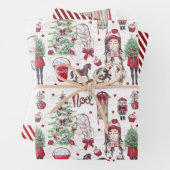 Mooie Rode Waterverf kerstelementen Inpakpapier Vel (In situ)