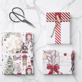 Mooie Rode Waterverf kerstelementen Inpakpapier Vel