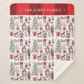 Mooie Rode Waterverf kerstelementen Sherpa Deken (Voorkant)