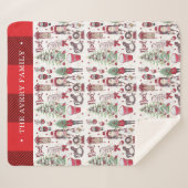 Mooie Rode Waterverf kerstelementen Sherpa Deken (Voorkant (horizontaal))