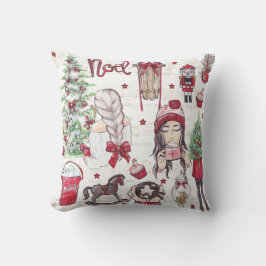 Mooie Rode Waterverf kersthand geschilderd Kussen