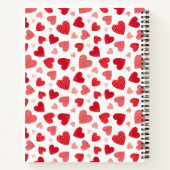 Mooie Rode Waterverf Patchwork Hartjes Patroon Notitieboek (Achterkant)