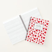 Mooie Rode Waterverf Patchwork Hartjes Patroon Notitieboek (Binnen)