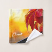 Mooie rode wijnstokbladeren in de herfsttuin bad handdoek (Wasdoekje)