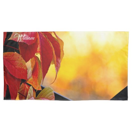 Mooie rode wijnstokbladeren in de herfsttuin kussensloop (Voorkant-Links)