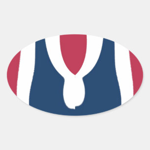 Mooie rode, witte, blauwe textuur kleur Abstract Ovale Sticker