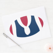 Mooie rode, witte, blauwe textuur kleur Abstract Ovale Sticker (Envelop)