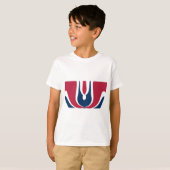 Mooie rode, witte, blauwe textuur kleur Abstract T-shirt (Voorkant volledig)