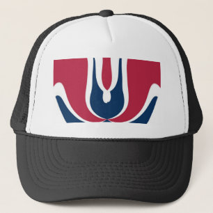 Mooie Rode, Witte, Blauwe Textuur Kleur Abstracte Trucker Pet