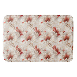 Mooie rode witte bloemen badmat