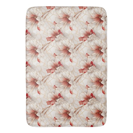 Mooie rode witte bloemen badmat (Voorkant Verticaal)
