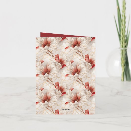 Mooie rode witte bloemen bedankkaart (Achterkant)