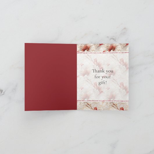 Mooie rode witte bloemen bedankkaart (Binnen)