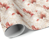 Mooie rode witte bloemen cadeaupapier (Rol Hoek)