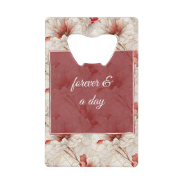 Mooie rode witte bloemen creditkaart flessenopener