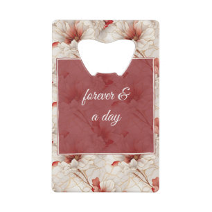 Mooie rode witte bloemen creditkaart flessenopener