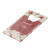 Mooie rode witte bloemen creditkaart flessenopener (Voorkant Gekanteld)