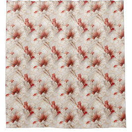 Mooie rode witte bloemen douchegordijn