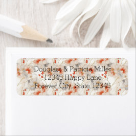 Mooie rode witte bloemen etiket