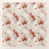 Mooie rode witte bloemen glazen onderzetter (Voorkant)