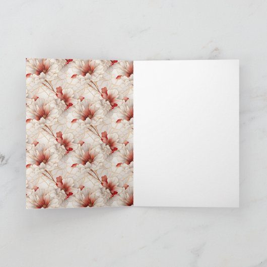 Mooie rode witte bloemen kaart (Binnen)