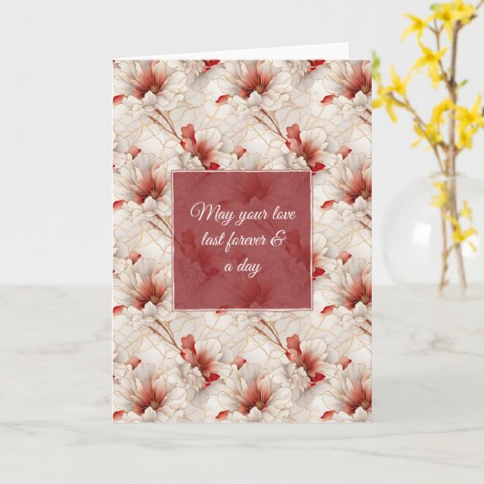 Mooie rode witte bloemen kaart (Gele Bloem)