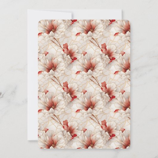 Mooie rode witte bloemen kaart (Achterkant)