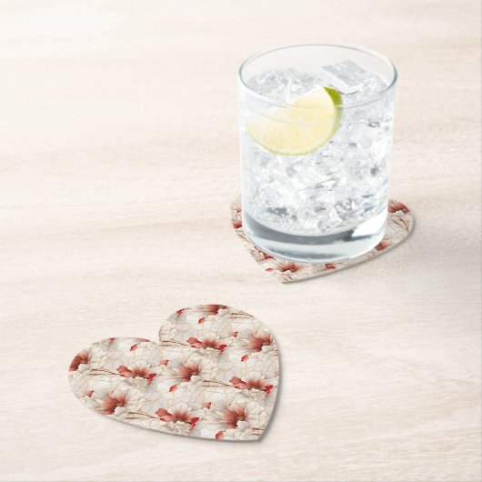 Mooie rode witte bloemen kartonnen onderzetters (Insitu)