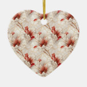 Mooie rode witte bloemen keramisch ornament (Voorkant)