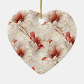 Mooie rode witte bloemen keramisch ornament (Achterkant)