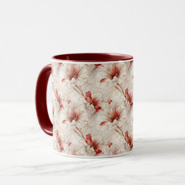 Mooie rode witte bloemen mok