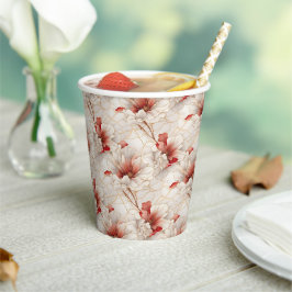 Mooie rode witte bloemen papieren bekers