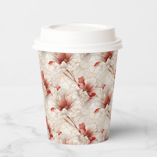 Mooie rode witte bloemen papieren bekers (Links)